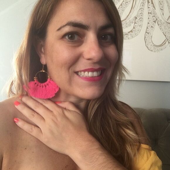 Pink Beaded Tassel Earrings - Picture 3 of 3